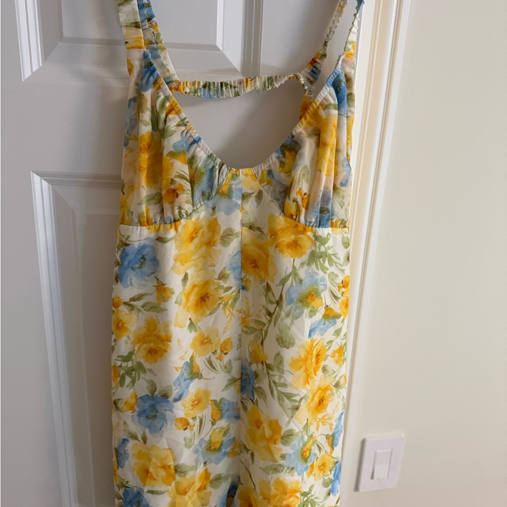 Style Moon Floral Romper - Yellow and Blue